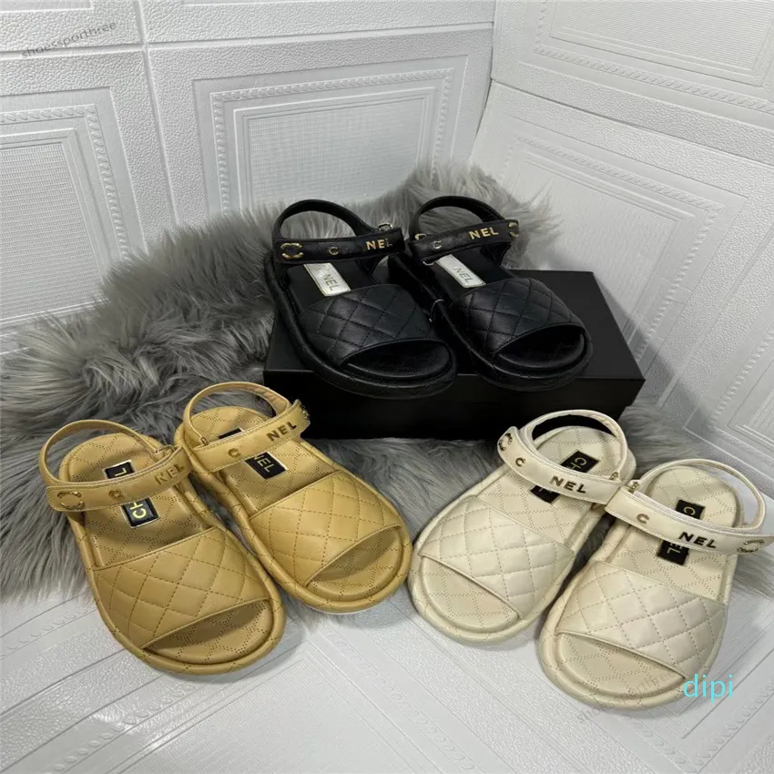 Sandali estivi da donna sandali casual con stampa di moda firmati punta aperta sandali con tacco piatto scarpe casual in pelle