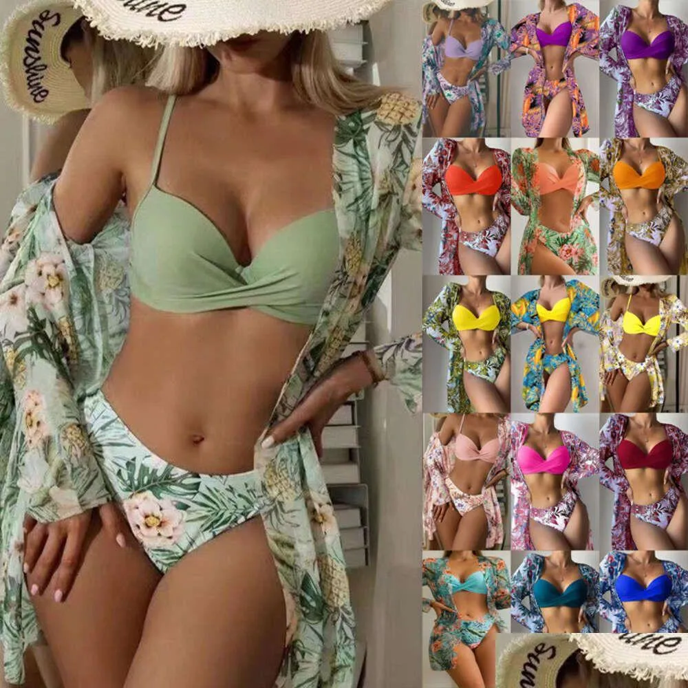 Traje de baño para mujer 2024 Nuevo punto de tres piezas Overer Manga larga Split Bikini Natación Drop Entrega Ropa Ropa de mujer Ot6Rk