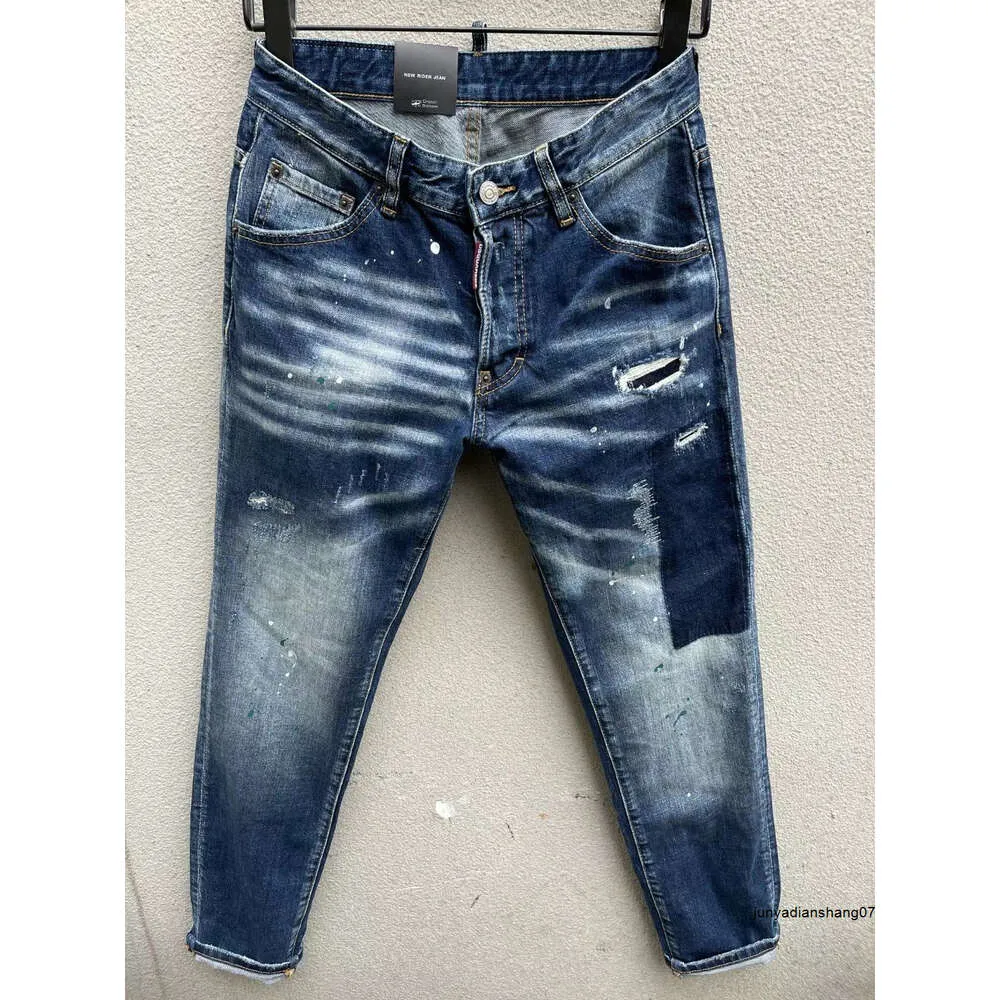 Designer Mens Jeans Fashion Slim Fit Washed Motocycle Denim Pants Panelled Hip Hop Trousers