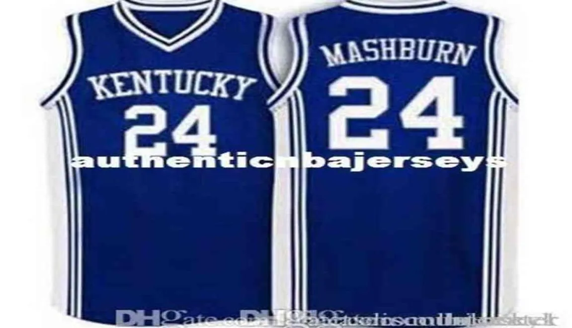 Factory Outlet 24 Jamal Mashburn Kentucky Wildcats Basketball-Trikots, Stickerei genäht, personalisierbar, individuell, beliebige Größe und Name J9576978