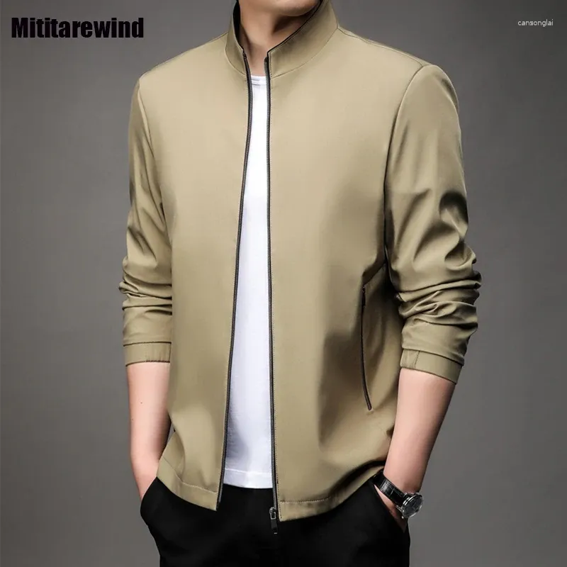 Men's Jackets Spring Autumn Harajuku Fashion Middle-aged Male Office Jacket Solid Casual Zipper Stand Collar Simple