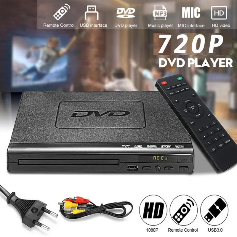 Accueil Mini lecteur DVD lecteur DVD CDDisc pour TV avec câbles de sortie AV H DMI 240229