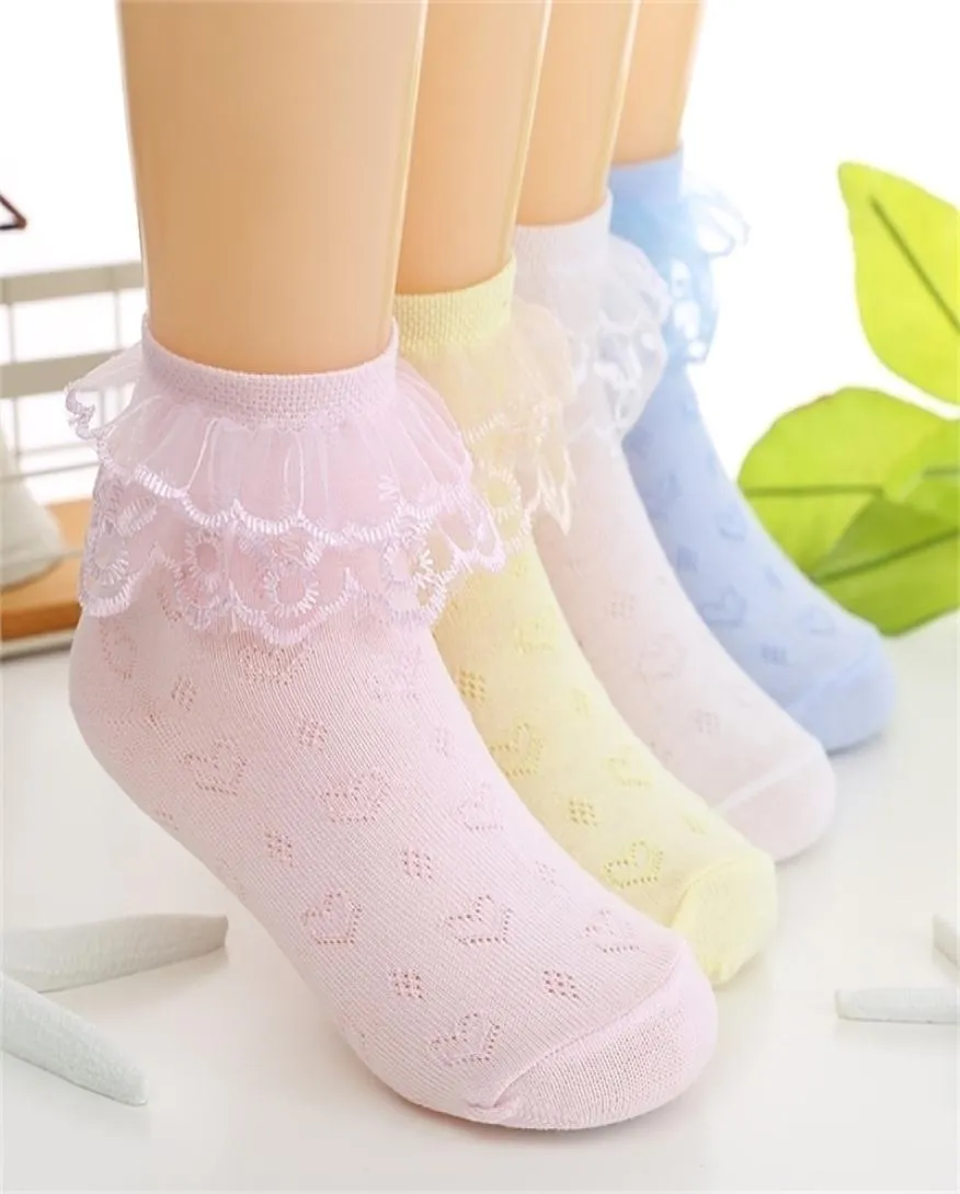 5 PairsLot Girls Summer Lace Ruffles Ankle Cotton Baby Trendy Elastic White Children Princess Socks Y2010096116749