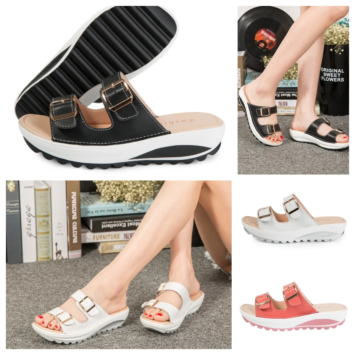 Designer Sandalen Slippers Slides Schoenen Heren Dames Gesp Klassieke Mode Sandaal maat 35-42 GAI Mode Bloemen Slipper zwart wit