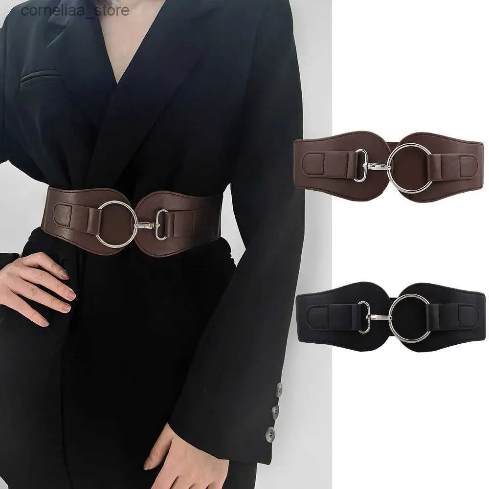 Belts 2023 New Women Waist Cover Simple and Versatile Black Coffee Daily Decoration Coat Versatile Fashion Elegant Elastic Women BeltY240315