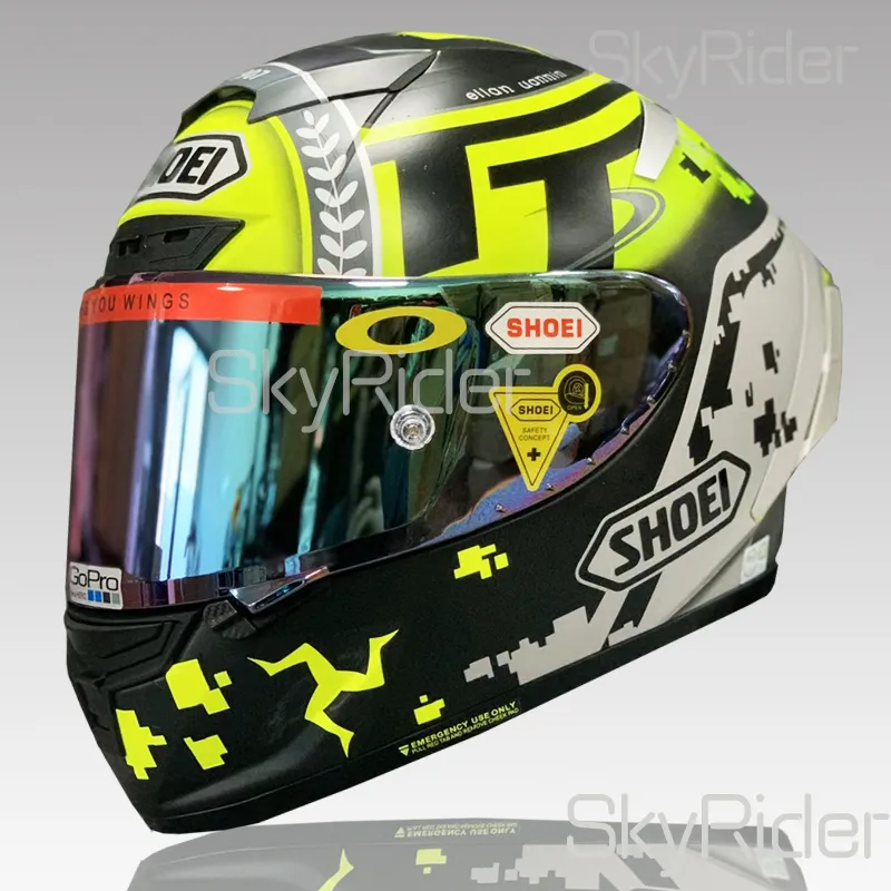 Shoei X14 TT Isle of Man Full Face Motorcycle Helmet with Anti-Fog Visor for Racing and Riding Shoei X14 TT Isle of Man Full Face Motorcycle Helmet with Anti-Fog Visor for Racing and Riding
