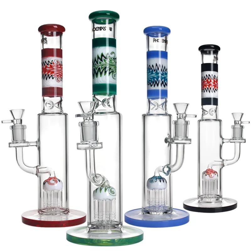 Phoenixstar 14 polegadas Big Glass Recycler Pipe de água fumando cachimbo de água de vidro de vidro com 8 braços de árvore fumando bongos de água