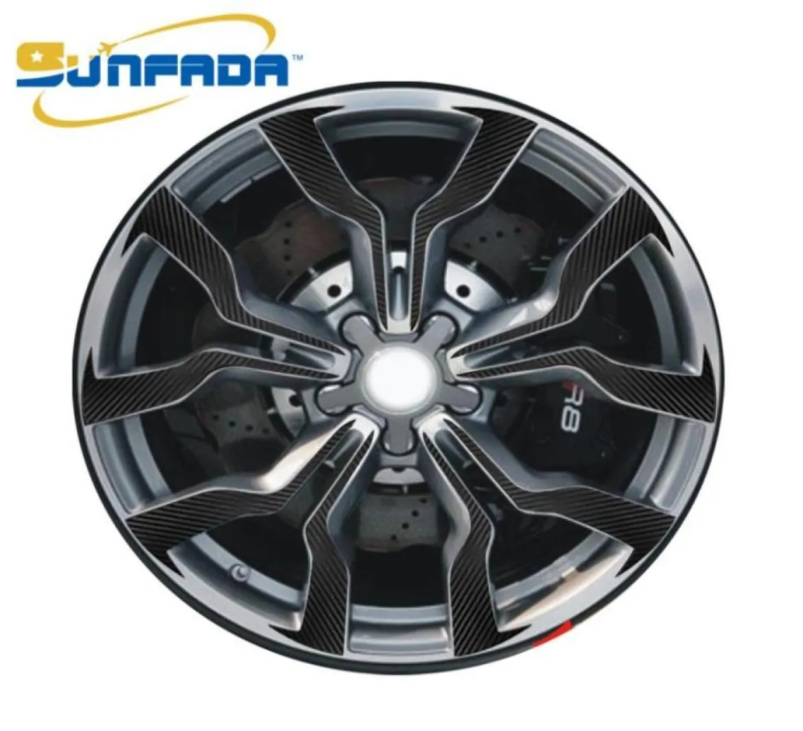 Black Wheel Hub Carbon Fiber Car Stickers för R8 Extern dekalbilstyling 18 tum 19 tum hjul46956756521914