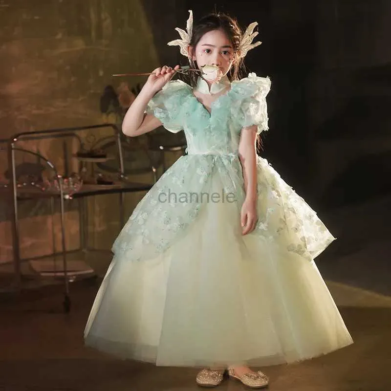 Girl's Dresses Teen girls dresses for party and wedding 12-year-old childrens train cocktail dress in flowers girls evening dress elegant 240315