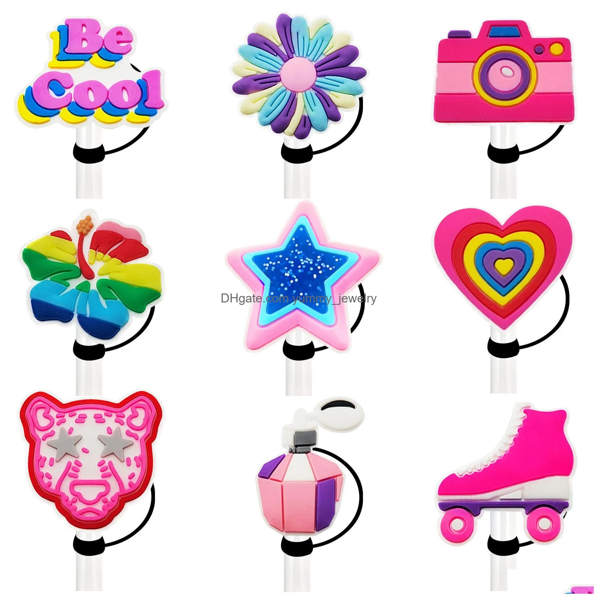 Drinken Sts 25 kleuren meisjes roze Fun Stuff Sile St Toppers accessoires Er Charms herbruikbare spatwaterdichte stofplug decoratief 8 mm / 10 mm D Ottdr