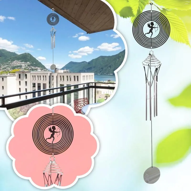 Decorative Figurines Wind Chimes Outdoor Interior Decoration With 3D Metal Small Set Bamboo