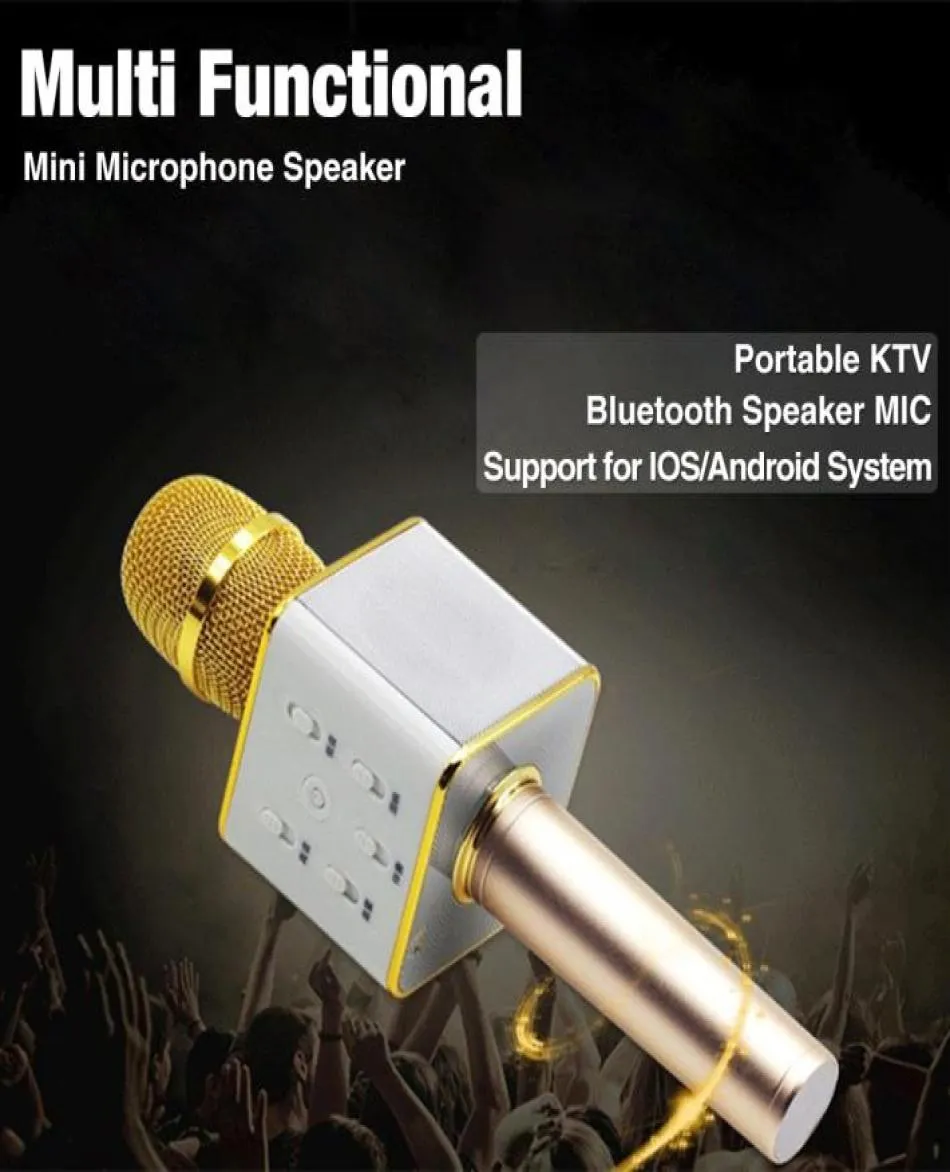 Lüks kablosuz mikrofon bluetooth hoparlör 2600mAh büyük kapasiteli pil Q7 Karaoke Hoparlör iPhone 7 Plus Samsung 9311228