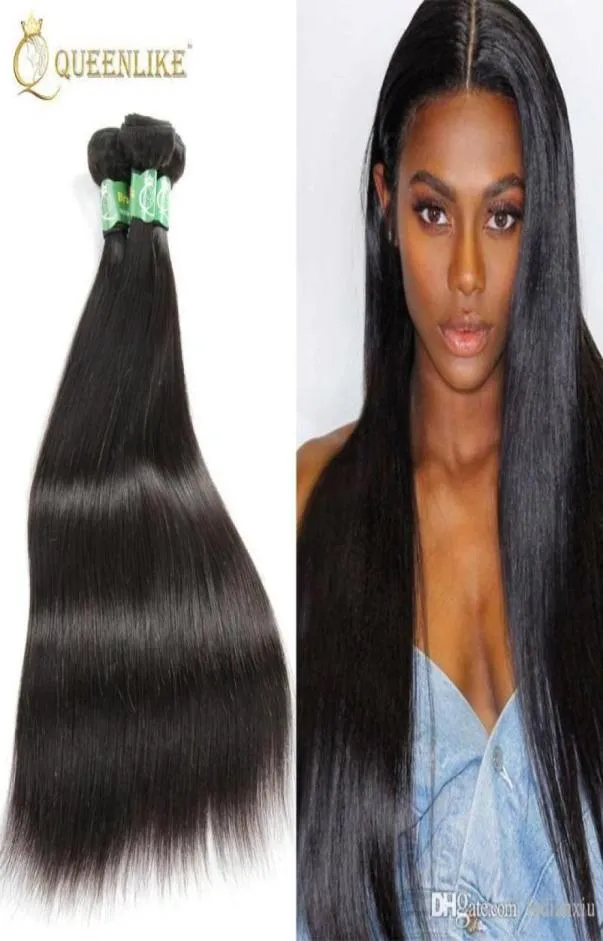 Cheveux vierges brésiliens Weave Bundles Soie Soyeuse Droite 1B Double trames Brut Non Transformé Remy extension de cheveux humains Queenlike Silver4820260