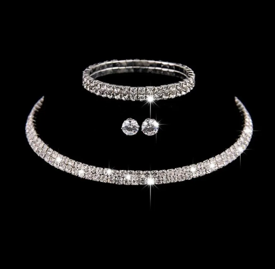 Ensembles de trois pièces de luxe, bijoux de mariée, collier ras du cou, boucles d'oreilles, Bracelet, accessoires de bijoux de mariage, Style de mode, fiançailles, Part5861428