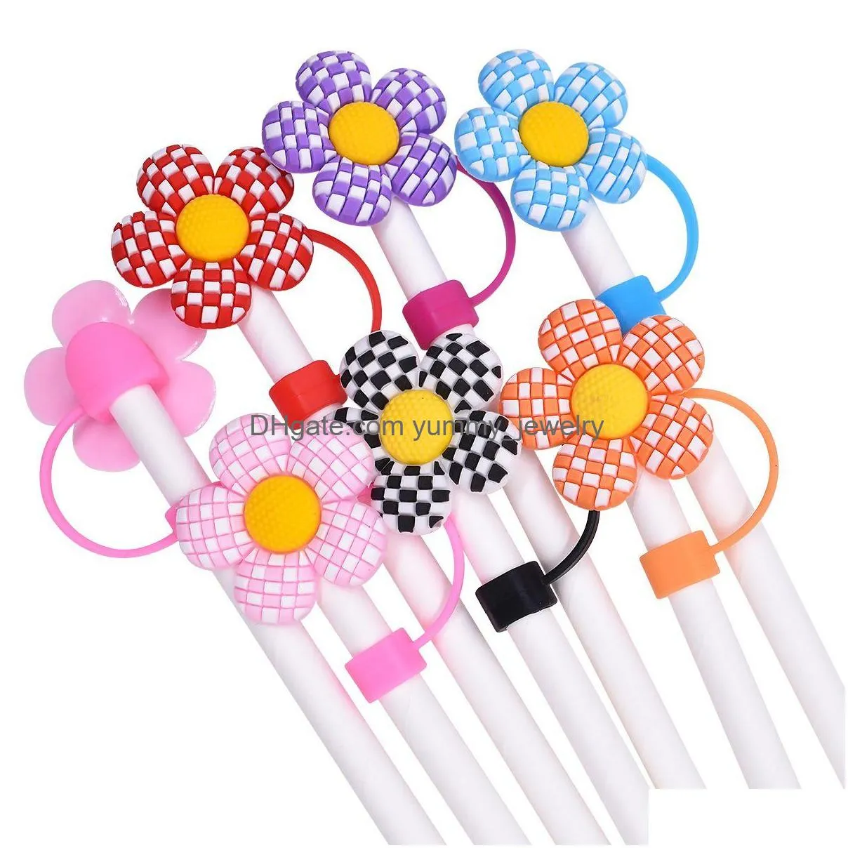 Boire Sts Fleur Floral Sile St Toppers Accessoires ER Charms Réutilisable Anti-éclaboussures Bouchon Anti-poussière Décoratif 8 Mm / 10 Mm Party Drop Delive Otuiw