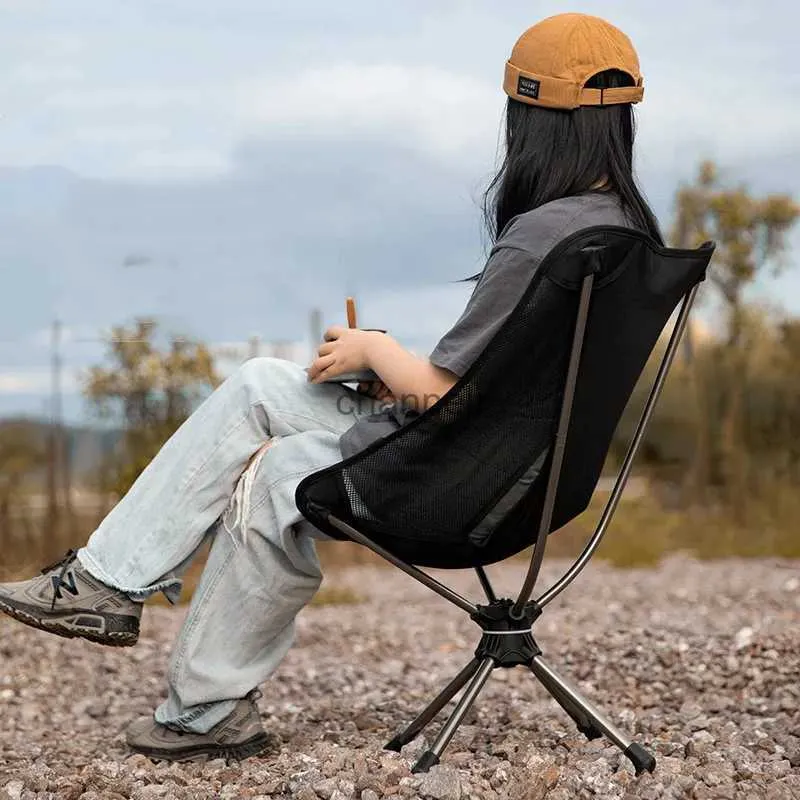 Mobilier de camp Camping en plein air lune chaise pique-nique Portable en aluminium lumière chaise pliante MOUNTAINHIKER voyage pêche 360 degrés chaise rotative YQ240315