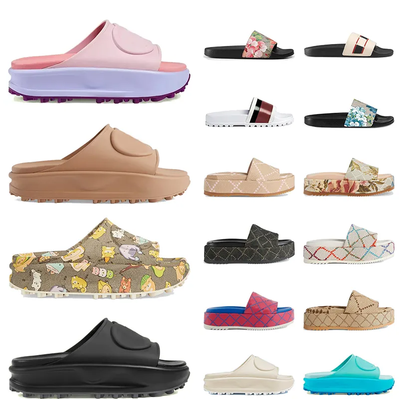 Designer Sandaler för män Kvinnor Flat lädergummibilder Slider Fashion Luxury Randig Gear Sole Plat Mules Scuffs Ladies Room House Outdoor Slippers