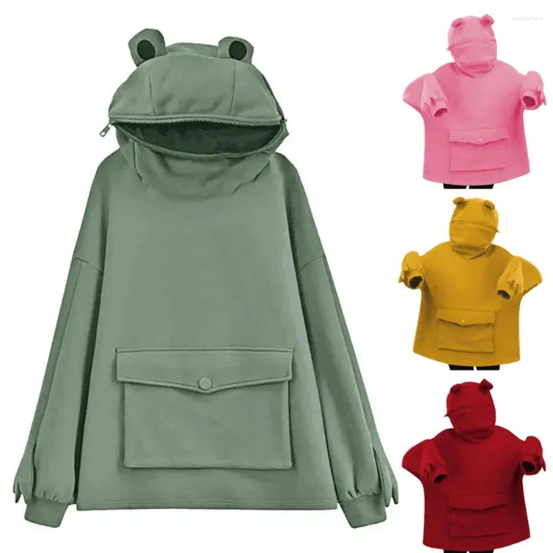 Sudaderas con capucha para mujer, sudadera suave y transpirable, jersey de aspecto fino, Sudadera con capucha inspirada en ranas, cómoda y elegante para otoño