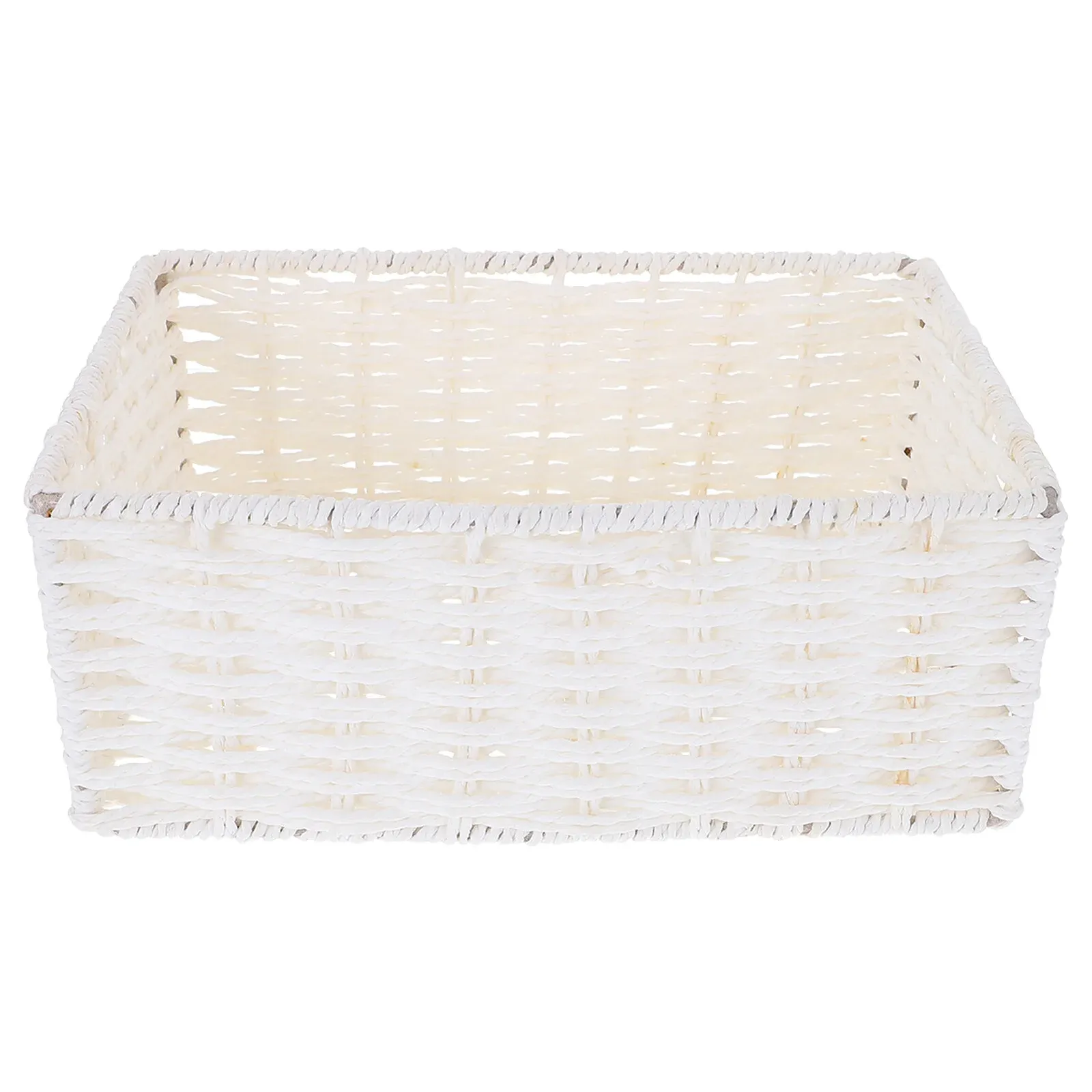 Paniers boîte de rangement tissage panier bureau décoratif en osier 22.2X15.5X9CM corde de papier blanc