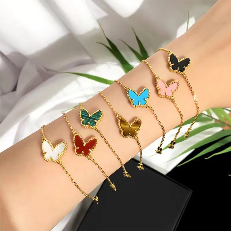 Simple Butterfly Clover Bracelet Classic Brand Designer Bracelet Fashion High Quality Stainless Steel Women Bracelet Wedding Jewelry Gifts