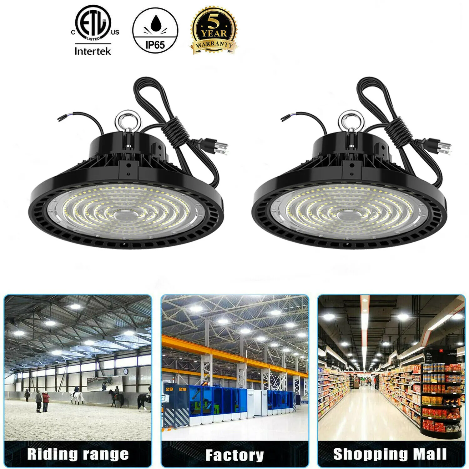 ETL UFO LED High Bay Lights 100W 150W 200W 240W LED Iluminação Industrial Led Lâmpada de iluminação de exposição de garagem UFO Highbay Light