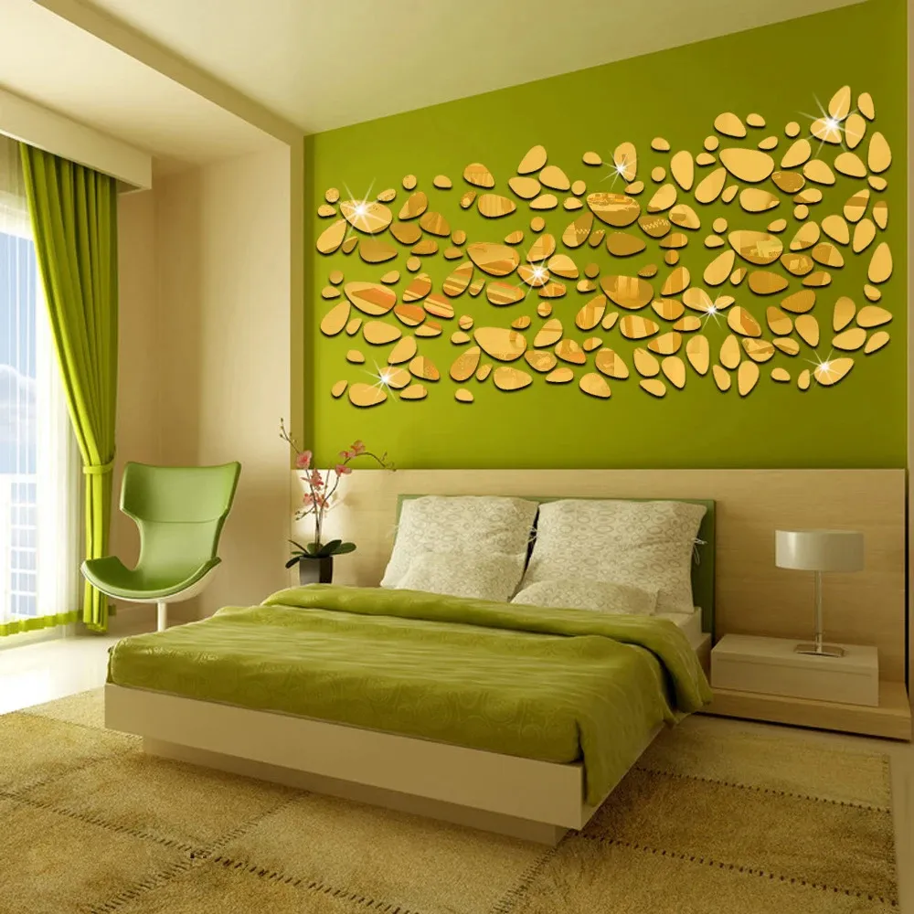 Adesivos de parede de espelho de paralelepípedos para sala de estar DIY adesivo acrílico sala de jantar decoração de quarto decoração de casa 240312