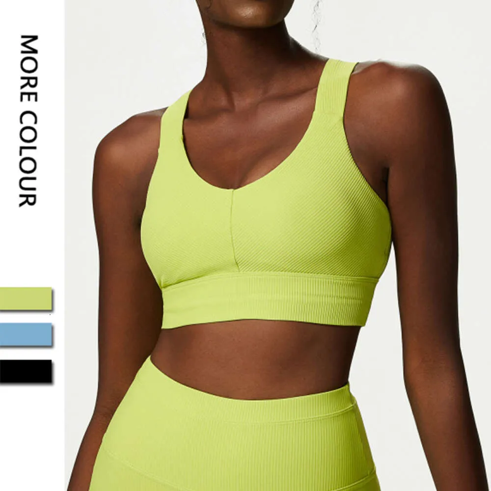 Lu Align Lemon Ropa interior suave Mujer Nylon Deportes Alto impacto Sexy Cross Back Fess Yoga Bra Profundo cuello en V Crop Tops con almohadillas para el pecho Gym Clothi