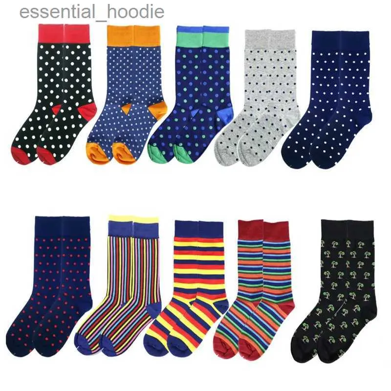 Men's Socks PEOY Classical Colorful Mens Combed Cotton High Quality Happy Business Long Tube Wedding Gift for ManC24315