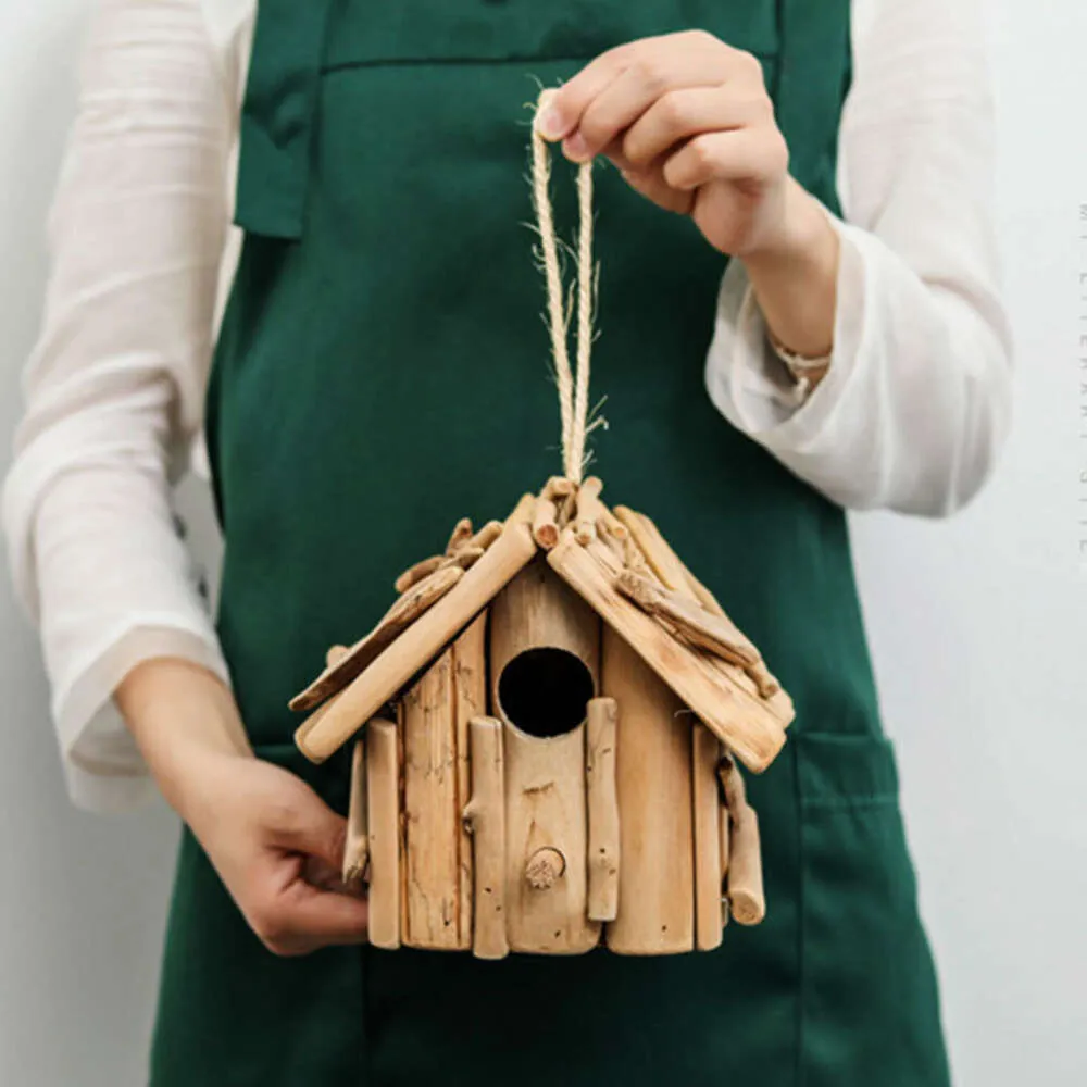 Yueji Kreatives treibendes Vogelnest, handgefertigt, für den Garten, im Freien, Tier, kleines Holzhaus, Dekoration, Charge