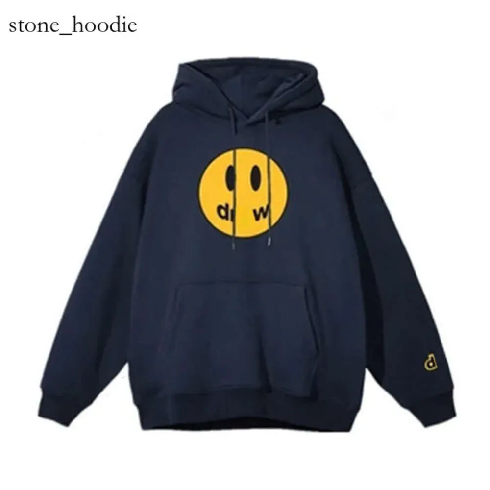 Drew ritar Little Yellow Man Retro Smiley Face Letters Print Drews Drew Hoodie Sweatshirt Spring Trend Långärm High Street Drews Sweatshirts Drew 2422