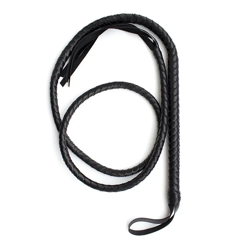 Leases 1,9 m Shepherd Pu Leather Whip Black Horse Whip Cos Knight Equipment Photo Props Pet Ranch Training levererar stora hundtillbehör