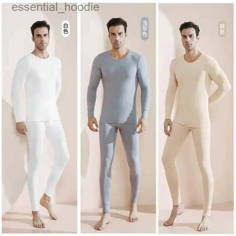 Erkek termal iç çamaşırı erkekler yumuşak termal iç çamaşırı sonbahar kış uzun sle diping üst dikişsiz kalın sıcak iç çamaşırı 2 adet set pijama 2024c24315