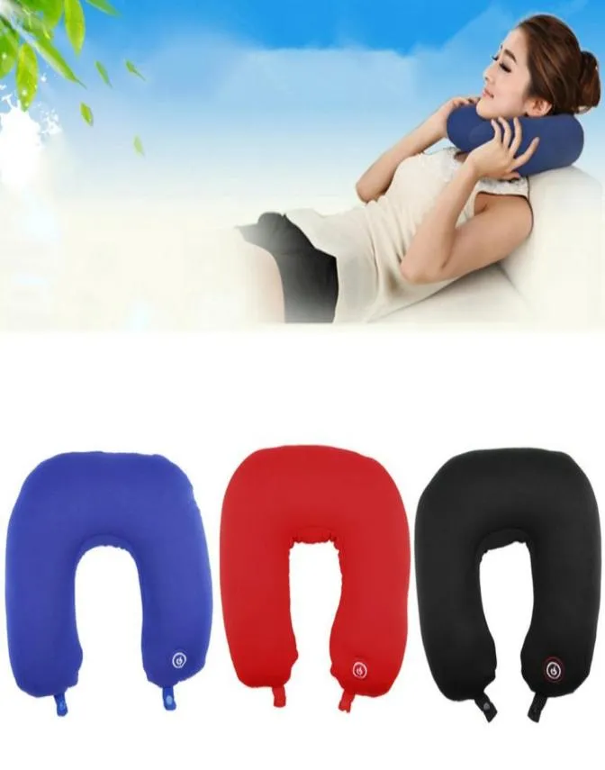 U Shaped Neck Pillow Rest Neck Massage Airplane Car Travel Pillow Bedding Microbead Battery Operated Vibrating6479253