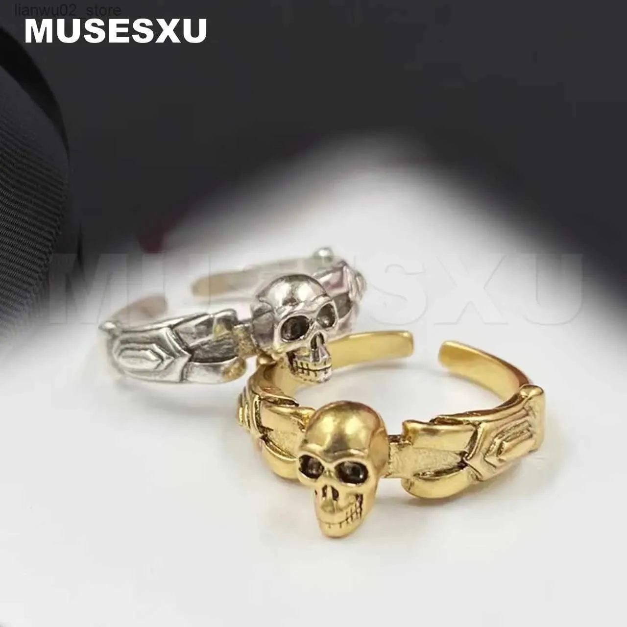 Wedding Rings 2022 Jewelry and Accessories Luxury Brand Skull Embossed Open Ring for Mens and Womens Party Gifts Q240315