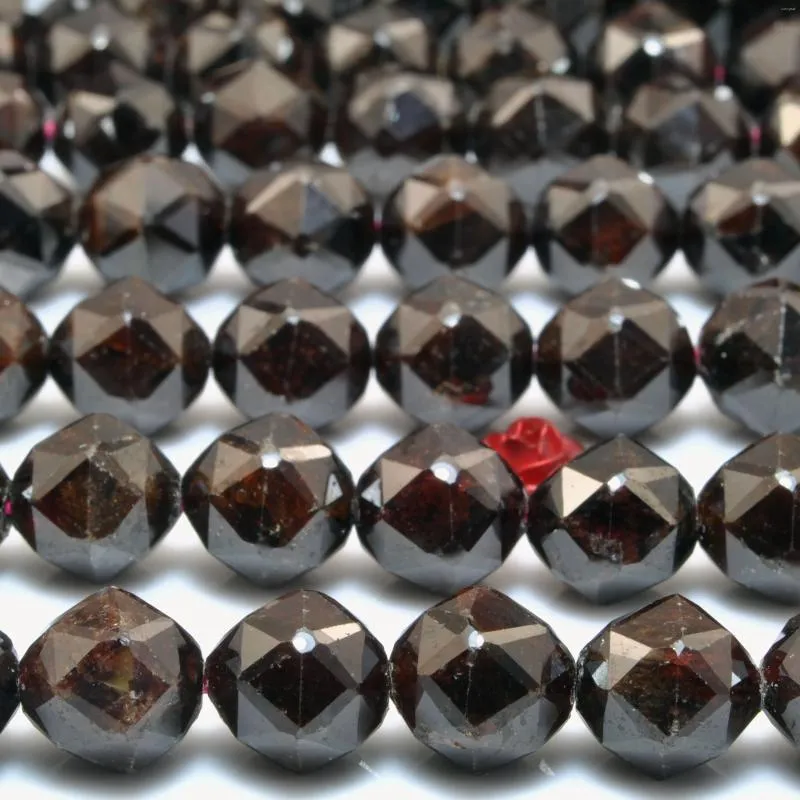 Lösa ädelstenar naturliga röda granat sten diamant fasetterade runda pärlor grossist för smycken tillverkning saker semi dyrbart
