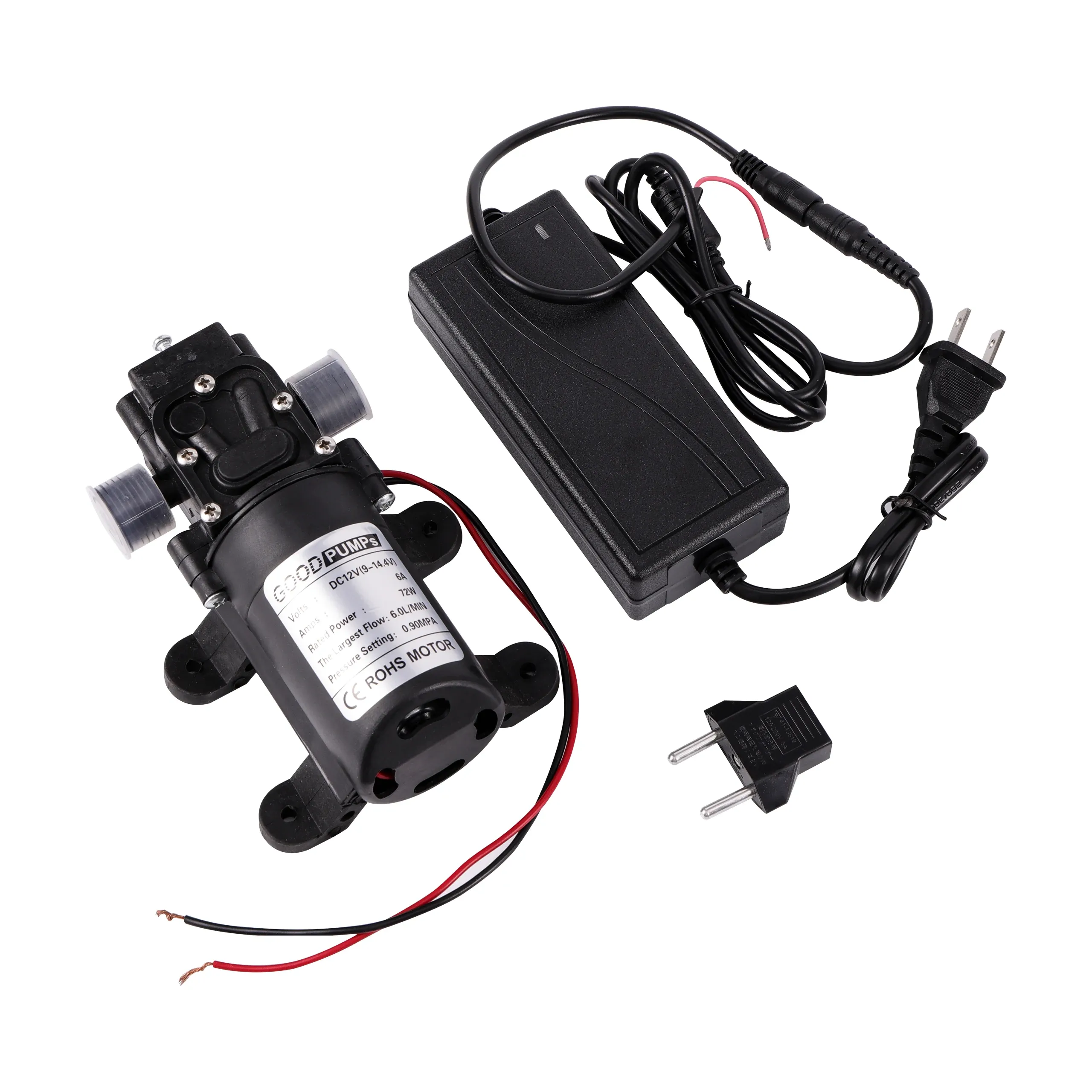 Kits DC12V 72W Micro Electric Membran Vattenpump Automatisk switch 6L/min Högtrycksbil Tvätt Spray Water Pump 0,90MPa