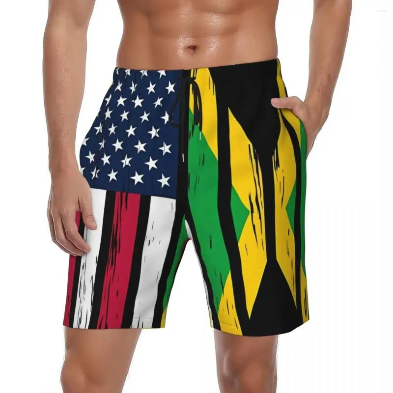 Mäns shorts Summer Board Mannes Jamaican Flag Running Fashion Custom Short Pants Classic Swimming Swimming Trunks Plus Size Size