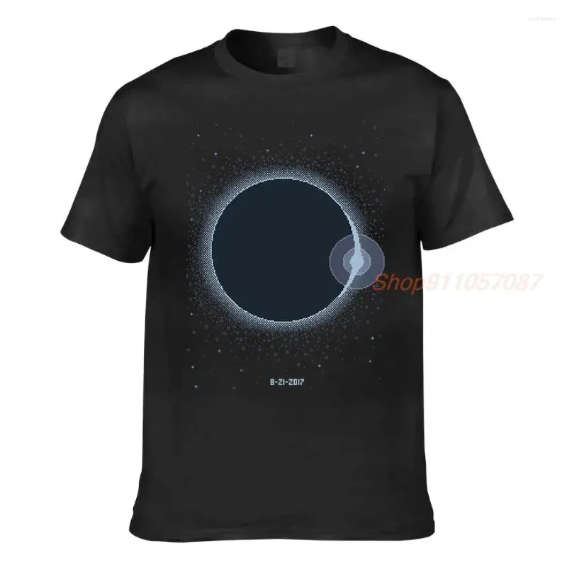 Mulheres Camisetas O-pescoço Personalizado Impresso Total Solar Eclipse Verão 2024 Cartaz Comemorativo (Pixel Art) Homens Camisa Mulheres Casual Feminino