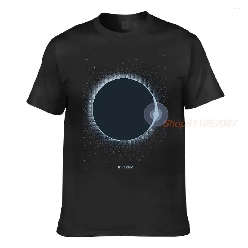 Women's T Shirts O-neck Custom Printed Total Solar Eclipse Summer 2024 Commemorative Poster (Pixel Art) Men Shirt Women Casual Female