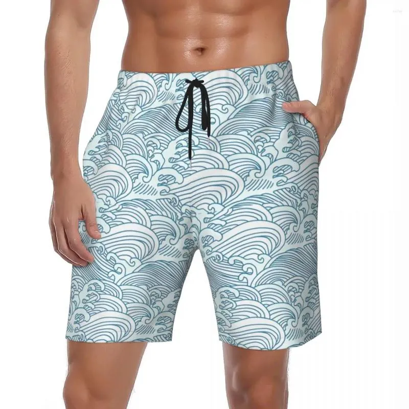 Men's Shorts Summer Board Man Sea Ocean Wave Surfing Japan Manga Custom DIY Beach Short Pants Casual Quick Dry Swim Trunks Plus Size