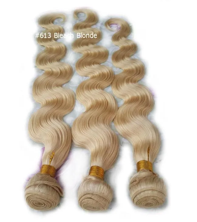 2019 Nouveau Body Wave Weave Platinum Blonde Extensions de cheveux Cheveux brésiliens Weave Malaisie Indien Péruvien Pleine Tête 3pc 100GBundle 9059161