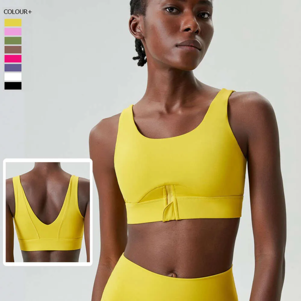 Lu Align Lemon Fiess Impact Mujeres Yoga Sujetador alto Color sólido Media cremallera Ropa interior deportiva Mantecoso Suave Gimnasio Crop Top Ropa deportiva transpirable nosotros