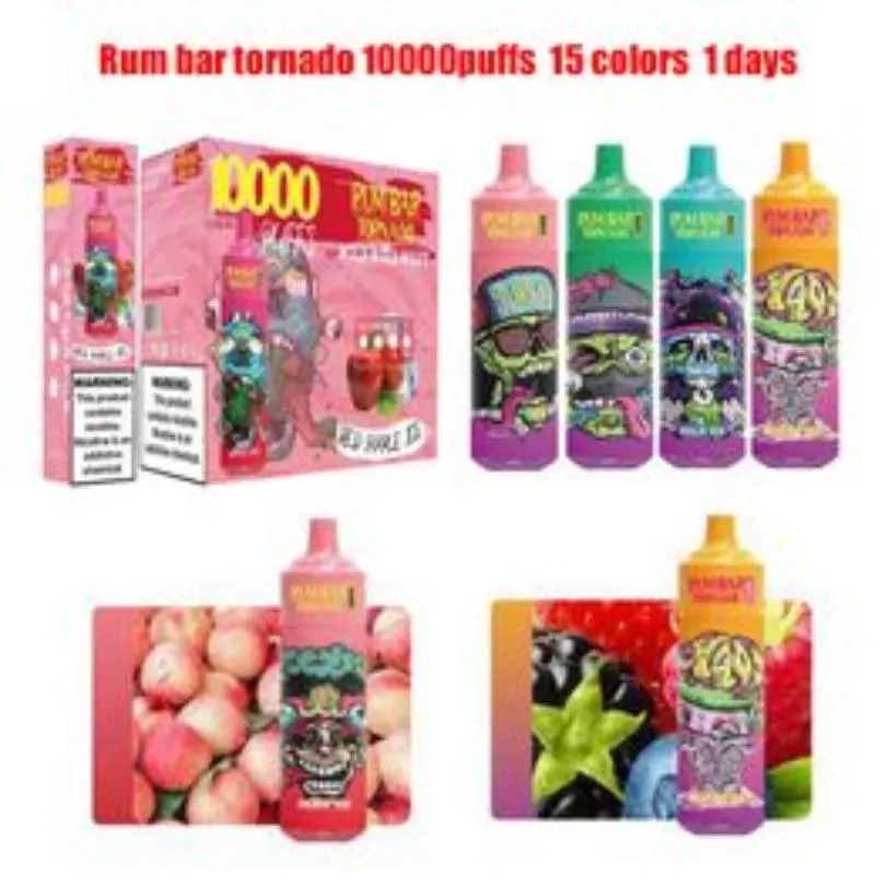 Tornado Vape Jetable Sigarette USA E Getta Rum Bar 10000 Puflar 650mAh 20ml Vapes Tek Kullanımlık Puf Lectroniques Jetables Randm Tornado Puff 10k