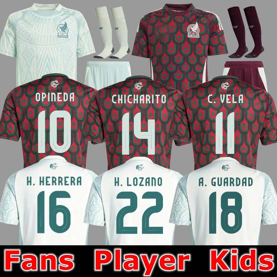 2024 mexico home away soccer jerseys LOZANO CHICHARITO RAUL football kit shirt DOS SANTOS Camisetas de futbol ALVAREZ maillot foot men kids women set uniform