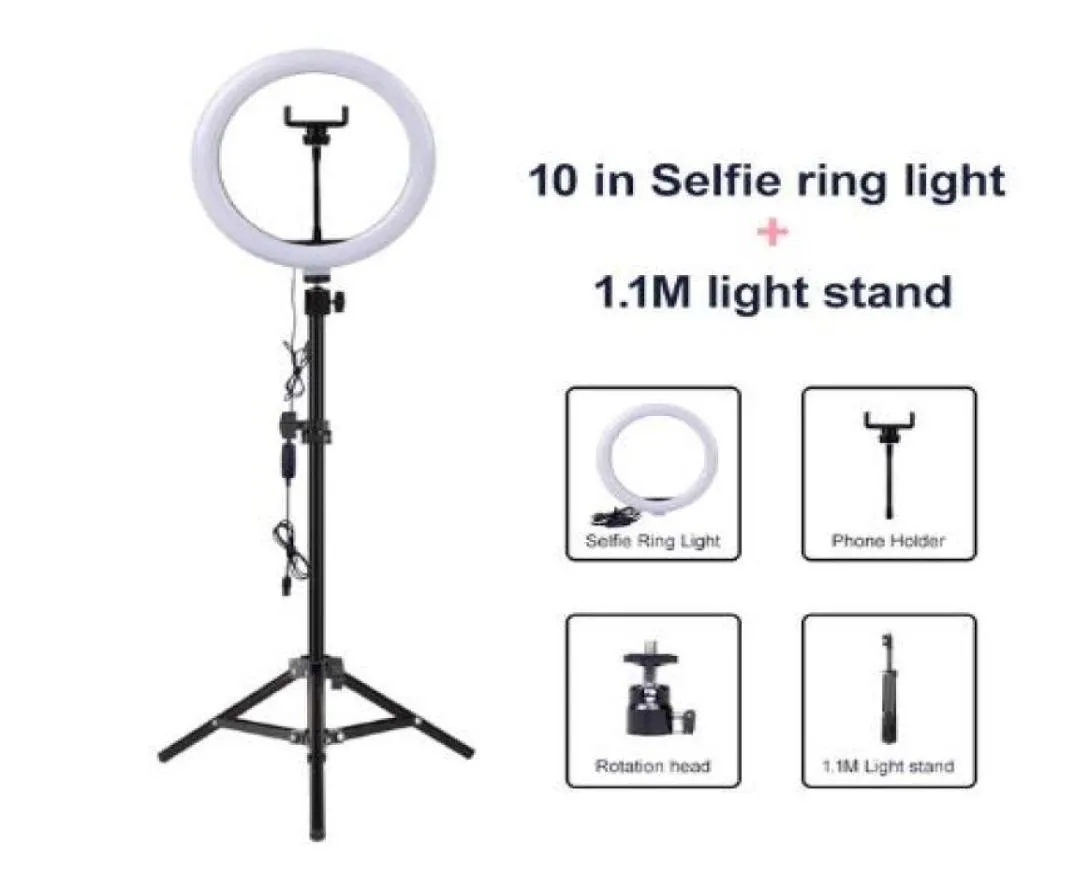 Lampka Pierścień Selfie LAGIO Pierścień USB Lampa Pograph Lampa Pogficzna z uchwytem telefonu 2M Statyw Stand for Makeup YouTube2744338