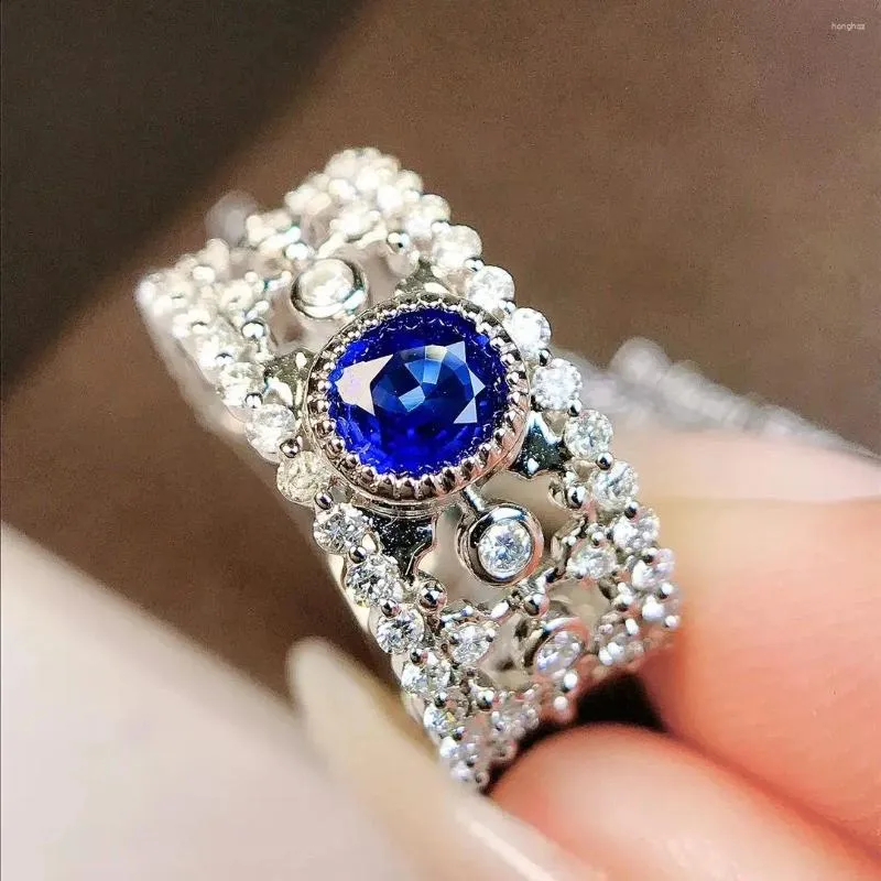 Boucles d'oreilles JY2024 No. 12011 G18 K, bijoux en or naturel 0,61 ct, pierres précieuses saphir bleu, clous pour femmes