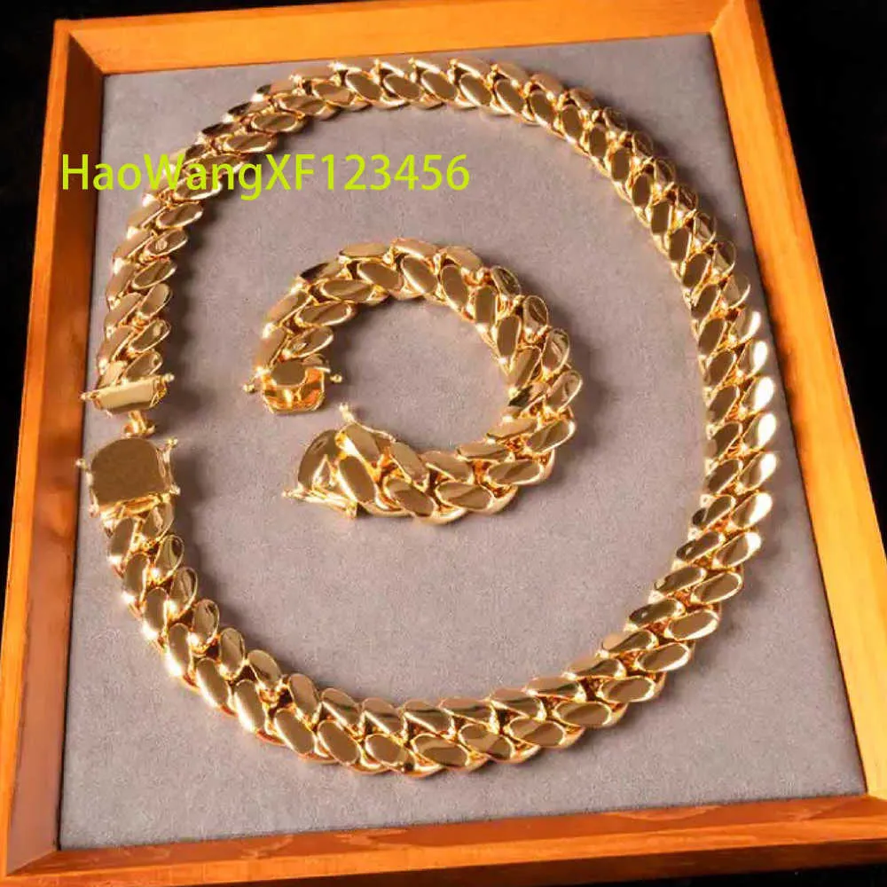 Wholesale 24k Gold 20mm Custom Gold Cuban Chain Hip-Hop Miami Cuban Necklaces Trend Cuban Necklace