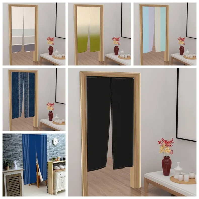 Vorhänge, einfarbig, japanischer Türvorhang für Küche, Schlafzimmer, Wohnzimmer, Restaurant, Tür, Dekoration, Trennwand, Leinenvorhang