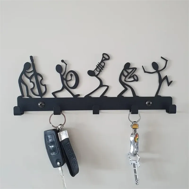 Rails Symphony Orchestra Nyckelhållare Black Cat Key Coat Hanging Metal Hook Creative Cabinet Door Wall Decoration