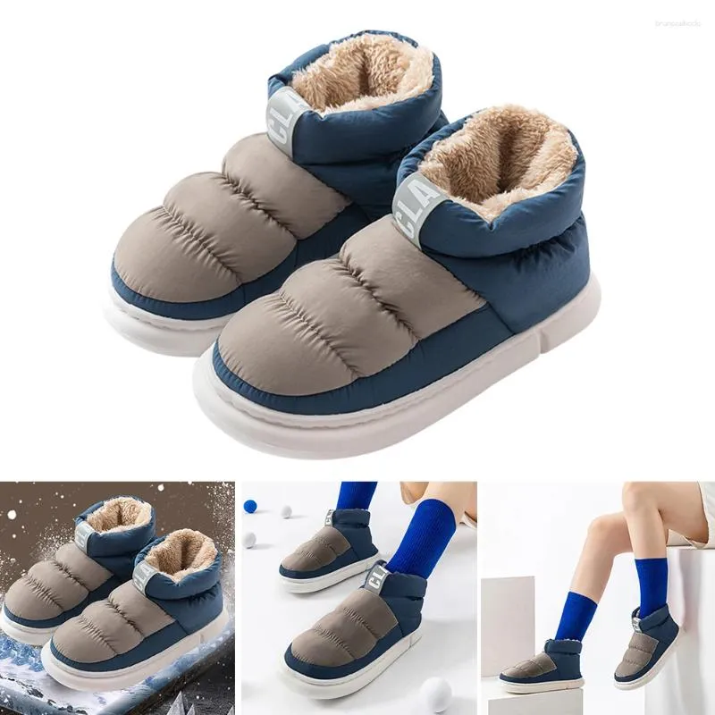 Zapatos para caminar invierno cálido suave nube algodón cómodo forro de felpa zapatillas planas antideslizantes para interior al aire libre